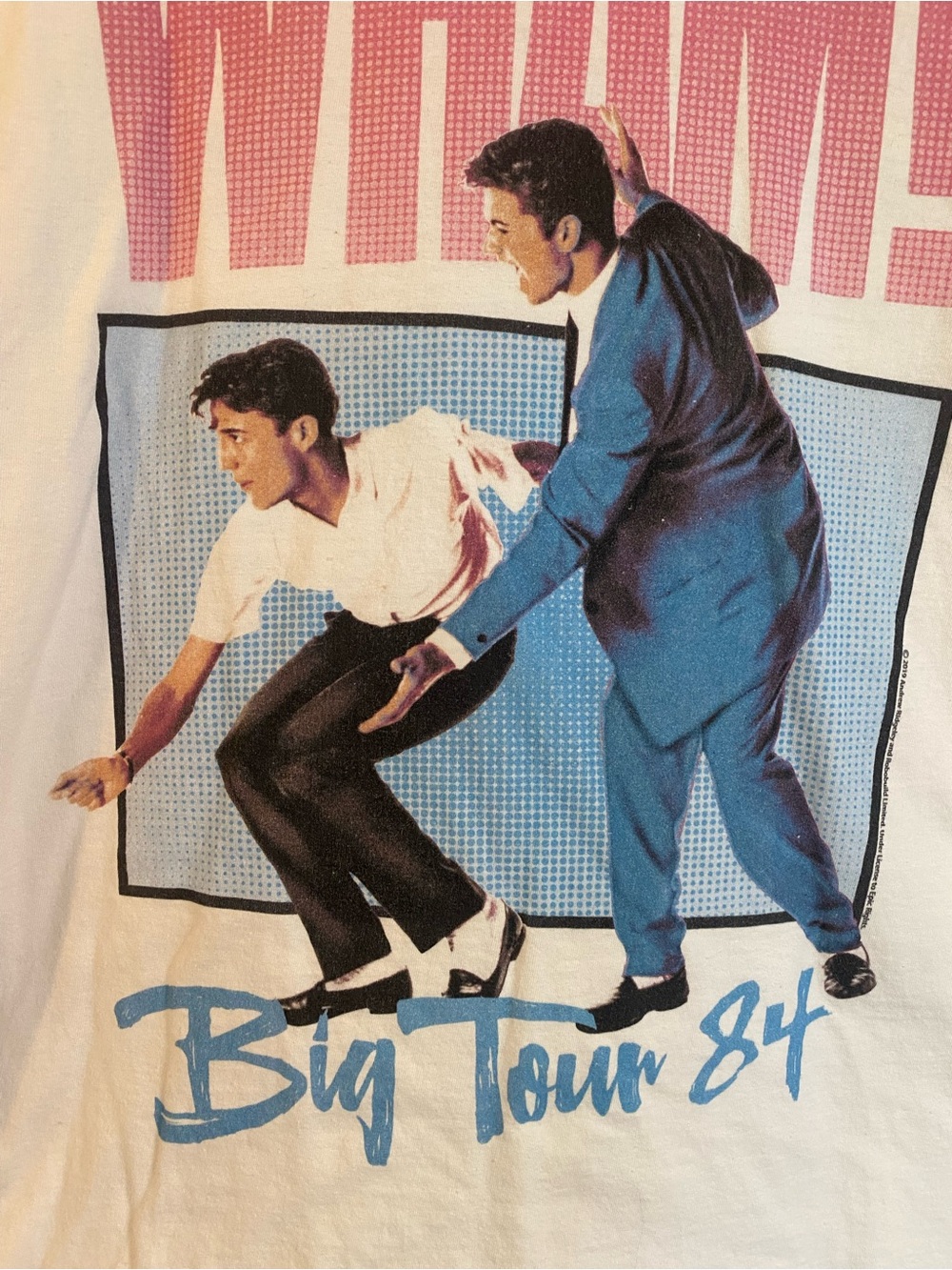 WHAM! Big Tour '84 Vintage Graphic Tee - White with Pink & Blue - Picture 2 of 9